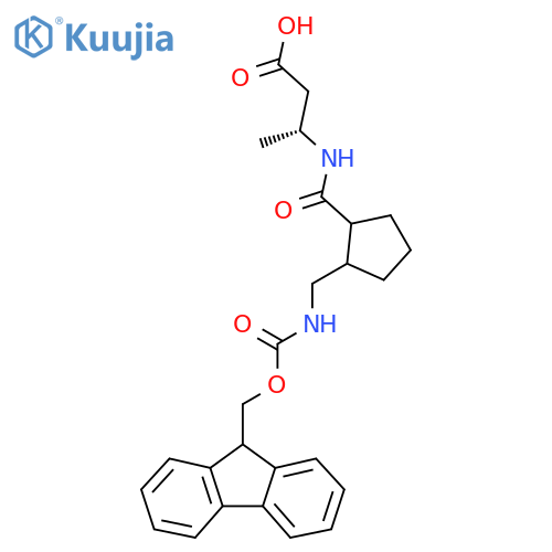 (3R)-3-({2-({(9H-fluoren-9-yl)methoxycarbonyl}amino)methylcyclopentyl}formamido)butanoic acid structure
