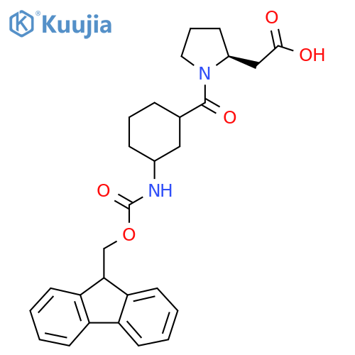 2-(2S)-1-3-({(9H-fluoren-9-yl)methoxycarbonyl}amino)cyclohexanecarbonylpyrrolidin-2-ylacetic acid structure