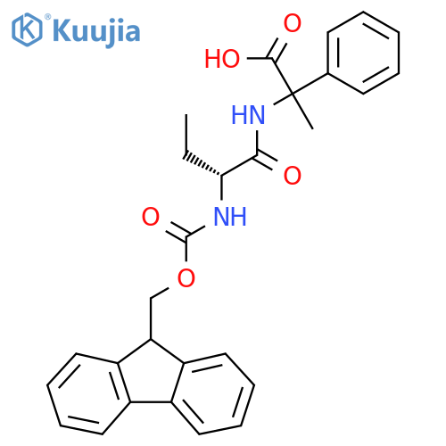 2-(2R)-2-({(9H-fluoren-9-yl)methoxycarbonyl}amino)butanamido-2-phenylpropanoic acid structure
