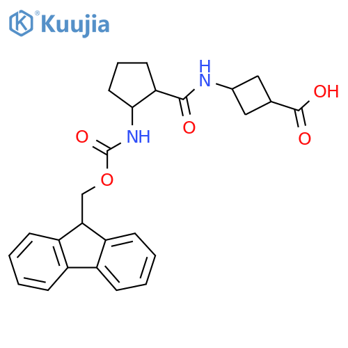 (1r,3r)-3-2-({(9H-fluoren-9-yl)methoxycarbonyl}amino)cyclopentaneamidocyclobutane-1-carboxylic acid structure