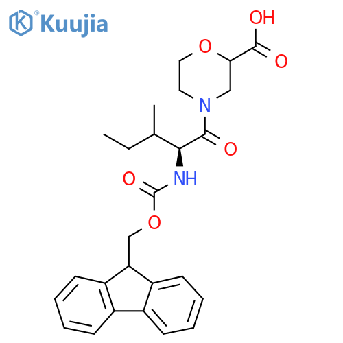 4-(2S)-2-({(9H-fluoren-9-yl)methoxycarbonyl}amino)-3-methylpentanoylmorpholine-2-carboxylic acid structure
