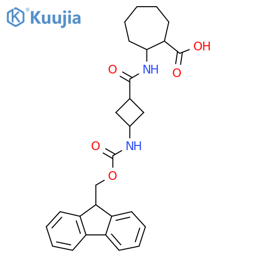 2-(1r,3r)-3-({(9H-fluoren-9-yl)methoxycarbonyl}amino)cyclobutaneamidocycloheptane-1-carboxylic acid structure