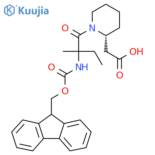 2-(2R)-1-2-({(9H-fluoren-9-yl)methoxycarbonyl}amino)-2-methylbutanoylpiperidin-2-ylacetic acid structure