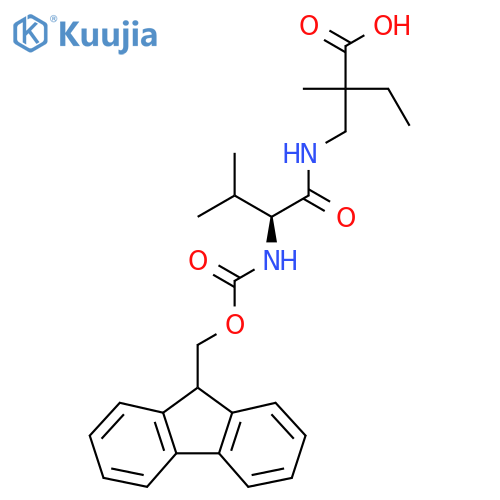2-{(2S)-2-({(9H-fluoren-9-yl)methoxycarbonyl}amino)-3-methylbutanamidomethyl}-2-methylbutanoic acid structure