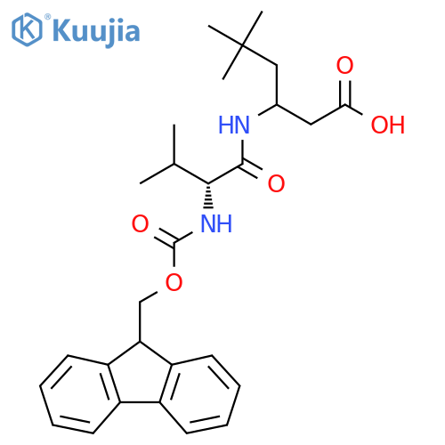 3-(2R)-2-({(9H-fluoren-9-yl)methoxycarbonyl}amino)-3-methylbutanamido-5,5-dimethylhexanoic acid structure