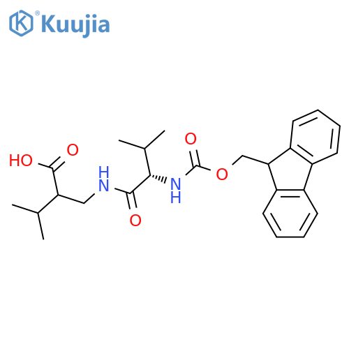 2-{(2S)-2-({(9H-fluoren-9-yl)methoxycarbonyl}amino)-3-methylbutanamidomethyl}-3-methylbutanoic acid structure