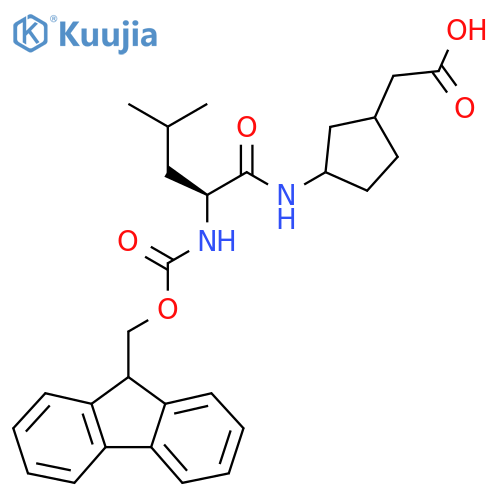 2-{3-(2S)-2-({(9H-fluoren-9-yl)methoxycarbonyl}amino)-4-methylpentanamidocyclopentyl}acetic acid structure