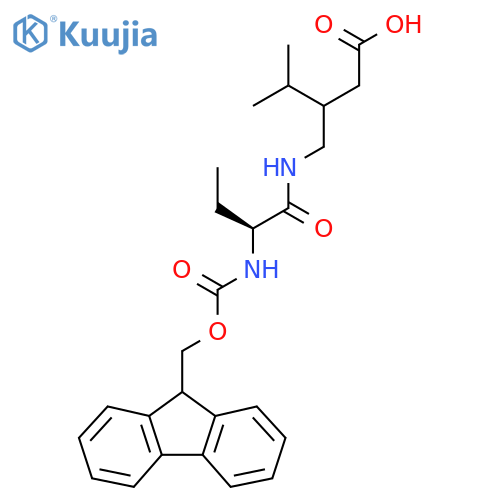 3-{(2S)-2-({(9H-fluoren-9-yl)methoxycarbonyl}amino)butanamidomethyl}-4-methylpentanoic acid structure