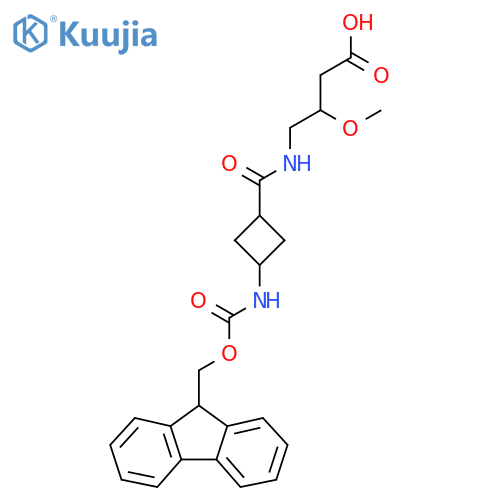 3-methoxy-4-{(1s,3s)-3-({(9H-fluoren-9-yl)methoxycarbonyl}amino)cyclobutylformamido}butanoic acid structure