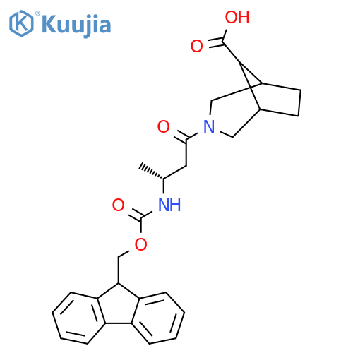 3-(3R)-3-({(9H-fluoren-9-yl)methoxycarbonyl}amino)butanoyl-3-azabicyclo3.2.1octane-8-carboxylic acid structure