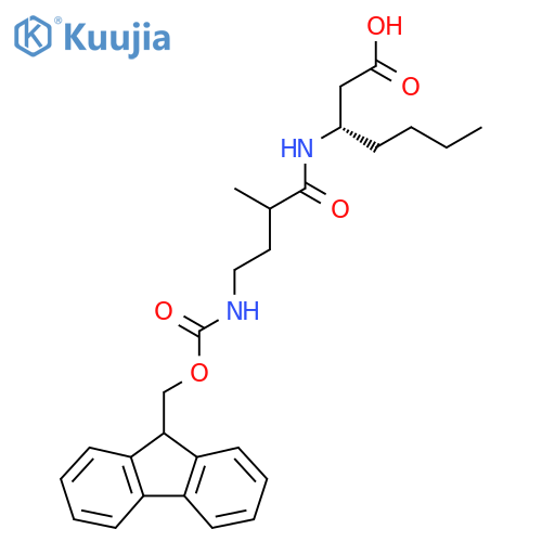 (3S)-3-4-({(9H-fluoren-9-yl)methoxycarbonyl}amino)-2-methylbutanamidoheptanoic acid structure