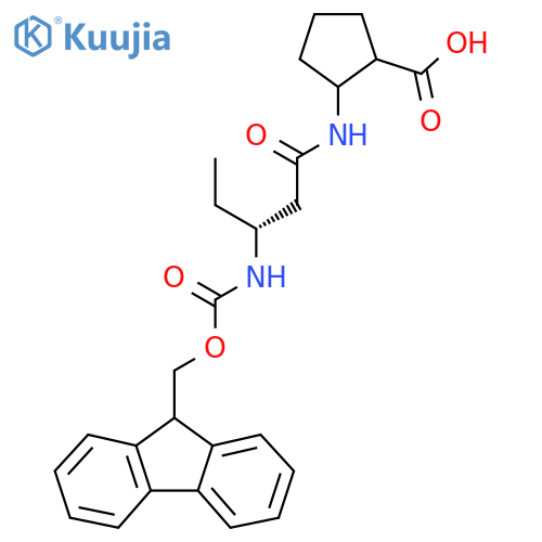 2-(3R)-3-({(9H-fluoren-9-yl)methoxycarbonyl}amino)pentanamidocyclopentane-1-carboxylic acid structure