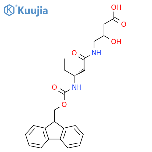 4-(3R)-3-({(9H-fluoren-9-yl)methoxycarbonyl}amino)pentanamido-3-hydroxybutanoic acid structure