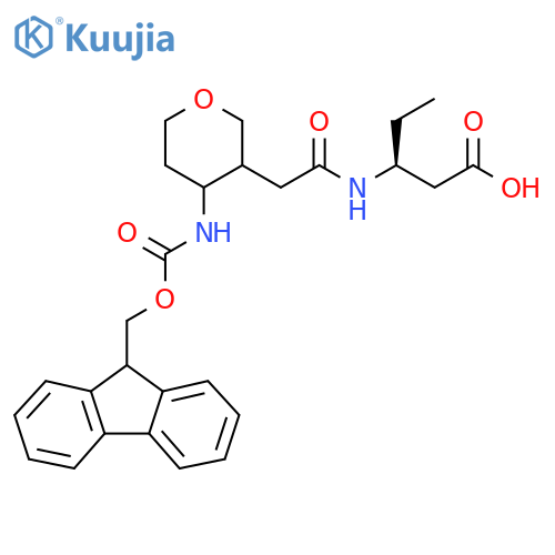(3S)-3-{2-4-({(9H-fluoren-9-yl)methoxycarbonyl}amino)oxan-3-ylacetamido}pentanoic acid structure