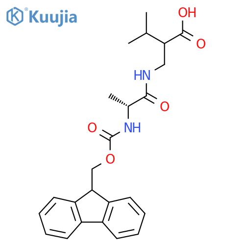 2-{(2R)-2-({(9H-fluoren-9-yl)methoxycarbonyl}amino)propanamidomethyl}-3-methylbutanoic acid structure
