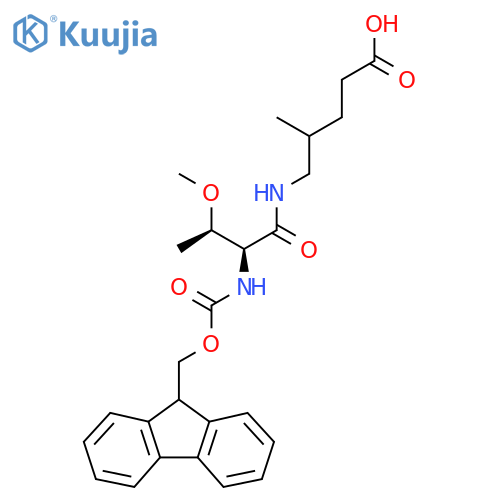 5-(2S,3R)-2-({(9H-fluoren-9-yl)methoxycarbonyl}amino)-3-methoxybutanamido-4-methylpentanoic acid structure