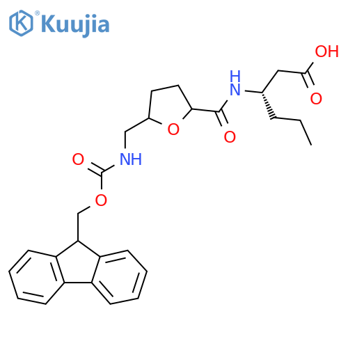 (3S)-3-({5-({(9H-fluoren-9-yl)methoxycarbonyl}amino)methyloxolan-2-yl}formamido)hexanoic acid structure