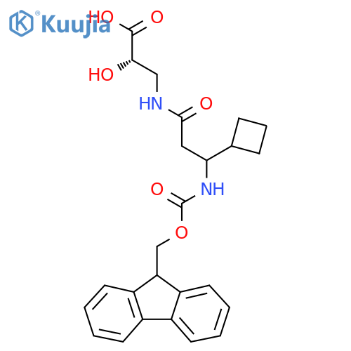 (2S)-3-3-cyclobutyl-3-({(9H-fluoren-9-yl)methoxycarbonyl}amino)propanamido-2-hydroxypropanoic acid structure