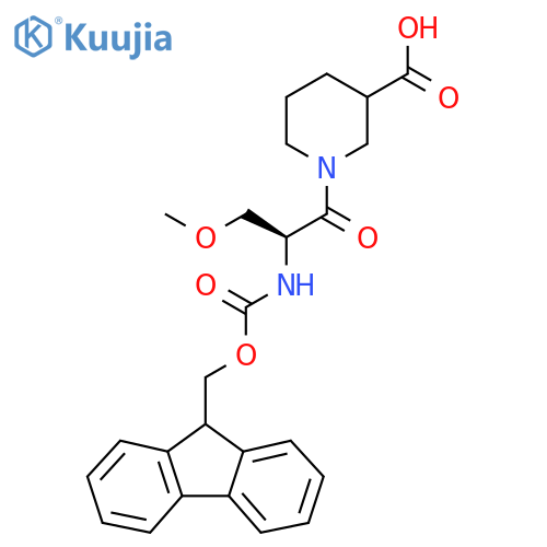 1-(2S)-2-({(9H-fluoren-9-yl)methoxycarbonyl}amino)-3-methoxypropanoylpiperidine-3-carboxylic acid structure