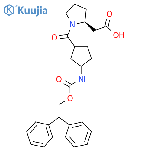2-(2S)-1-3-({(9H-fluoren-9-yl)methoxycarbonyl}amino)cyclopentanecarbonylpyrrolidin-2-ylacetic acid structure