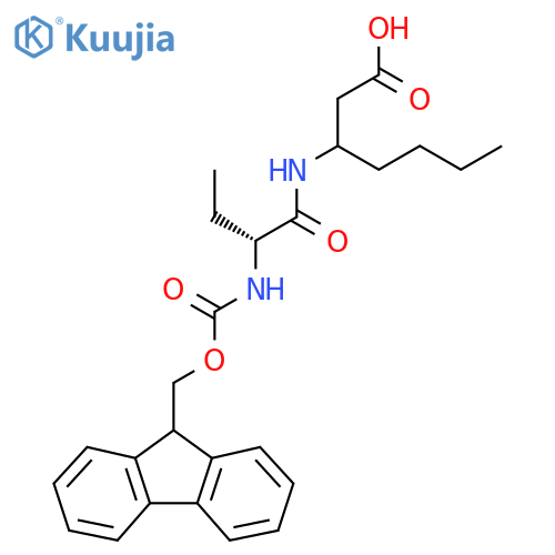 3-(2R)-2-({(9H-fluoren-9-yl)methoxycarbonyl}amino)butanamidoheptanoic acid structure