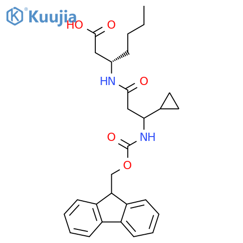 (3S)-3-3-cyclopropyl-3-({(9H-fluoren-9-yl)methoxycarbonyl}amino)propanamidoheptanoic acid structure