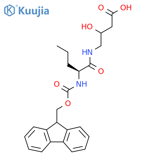 4-(2S)-2-({(9H-fluoren-9-yl)methoxycarbonyl}amino)pentanamido-3-hydroxybutanoic acid structure