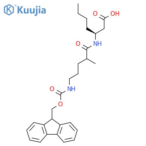 (3S)-3-5-({(9H-fluoren-9-yl)methoxycarbonyl}amino)-2-methylpentanamidoheptanoic acid structure