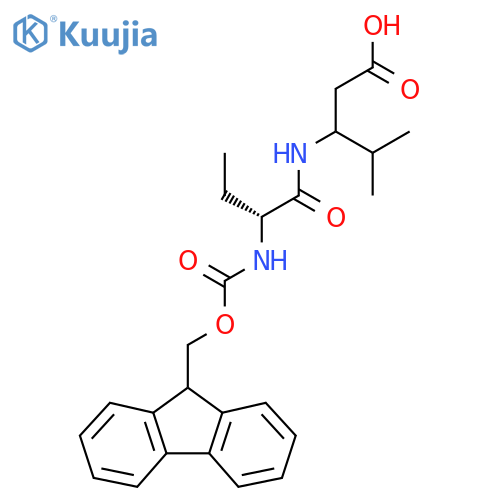 3-(2R)-2-({(9H-fluoren-9-yl)methoxycarbonyl}amino)butanamido-4-methylpentanoic acid structure