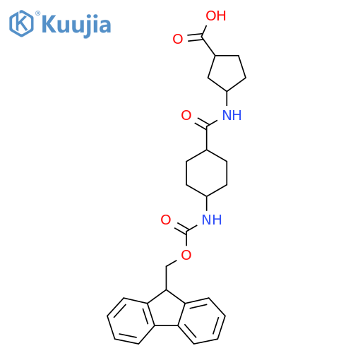 3-(1s,4s)-4-({(9H-fluoren-9-yl)methoxycarbonyl}amino)cyclohexaneamidocyclopentane-1-carboxylic acid structure