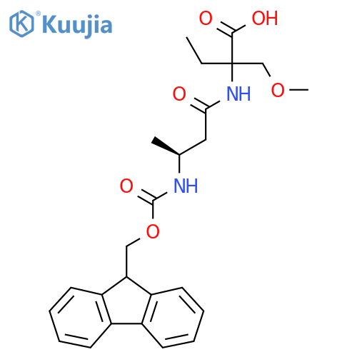 2-(3S)-3-({(9H-fluoren-9-yl)methoxycarbonyl}amino)butanamido-2-(methoxymethyl)butanoic acid structure
