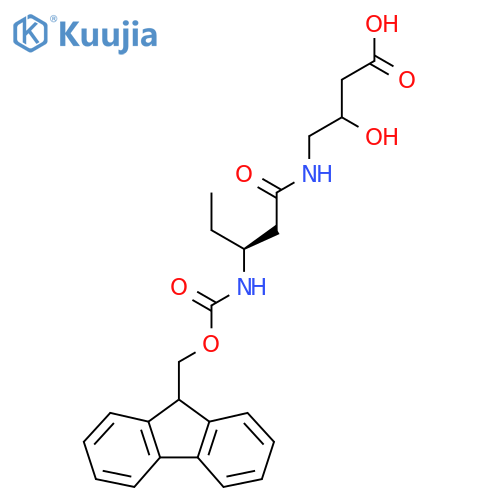 4-(3S)-3-({(9H-fluoren-9-yl)methoxycarbonyl}amino)pentanamido-3-hydroxybutanoic acid structure