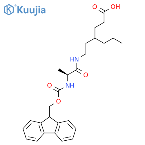 4-{2-(2S)-2-({(9H-fluoren-9-yl)methoxycarbonyl}amino)propanamidoethyl}heptanoic acid structure