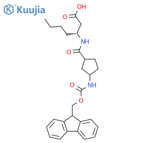 (3R)-3-{3-({(9H-fluoren-9-yl)methoxycarbonyl}amino)cyclopentylformamido}heptanoic acid structure