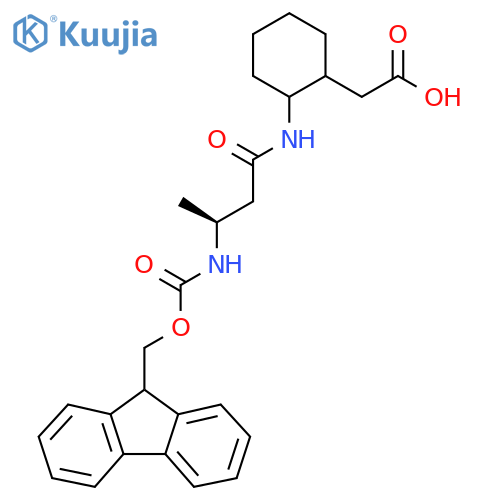2-{2-(3S)-3-({(9H-fluoren-9-yl)methoxycarbonyl}amino)butanamidocyclohexyl}acetic acid structure