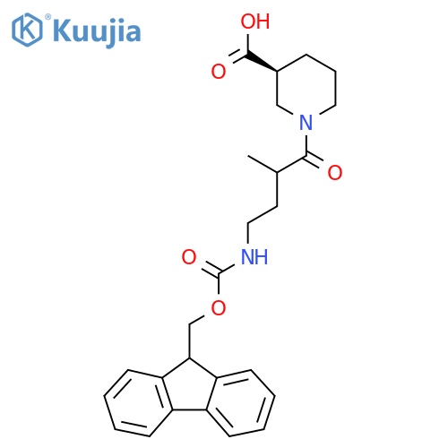 (3S)-1-4-({(9H-fluoren-9-yl)methoxycarbonyl}amino)-2-methylbutanoylpiperidine-3-carboxylic acid structure