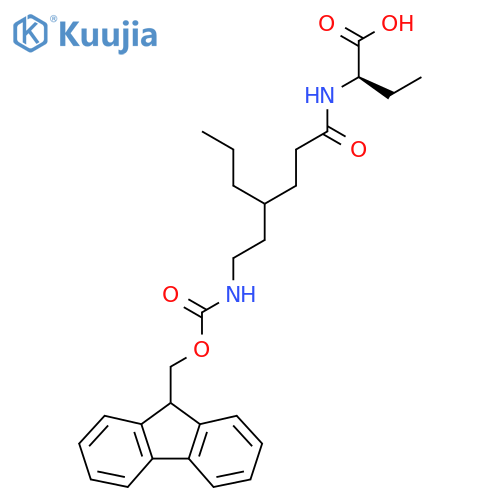 (2R)-2-{4-2-({(9H-fluoren-9-yl)methoxycarbonyl}amino)ethylheptanamido}butanoic acid structure