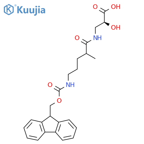 (2S)-3-[5-({[(9H-fluoren-9-yl)methoxy]carbonyl}amino)-2-methylpentanamido]-2-hydroxypropanoic acid structure