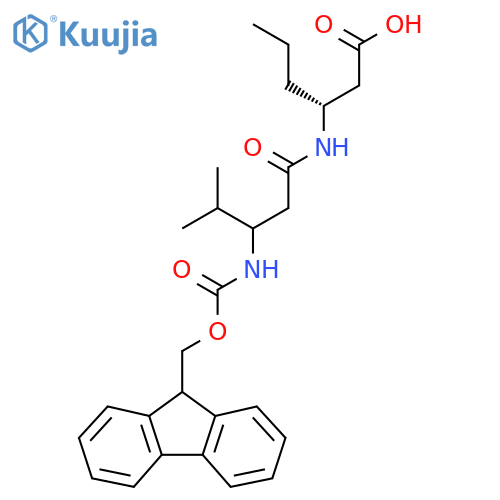 (3R)-3-3-({(9H-fluoren-9-yl)methoxycarbonyl}amino)-4-methylpentanamidohexanoic acid structure