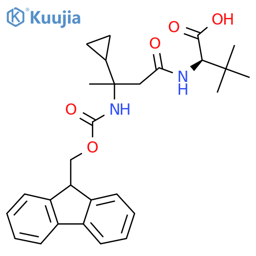 (2R)-2-3-cyclopropyl-3-({(9H-fluoren-9-yl)methoxycarbonyl}amino)butanamido-3,3-dimethylbutanoic acid structure