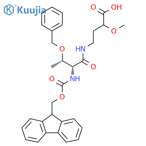 4-(2R,3S)-3-(benzyloxy)-2-({(9H-fluoren-9-yl)methoxycarbonyl}amino)butanamido-2-methoxybutanoic acid structure