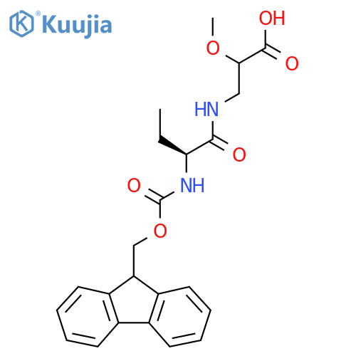 3-(2S)-2-({(9H-fluoren-9-yl)methoxycarbonyl}amino)butanamido-2-methoxypropanoic acid structure