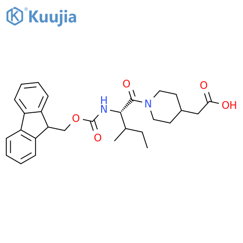 2-{1-(2S)-2-({(9H-fluoren-9-yl)methoxycarbonyl}amino)-3-methylpentanoylpiperidin-4-yl}acetic acid structure