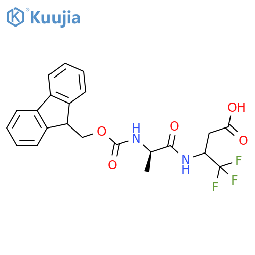 3-(2R)-2-({(9H-fluoren-9-yl)methoxycarbonyl}amino)propanamido-4,4,4-trifluorobutanoic acid structure