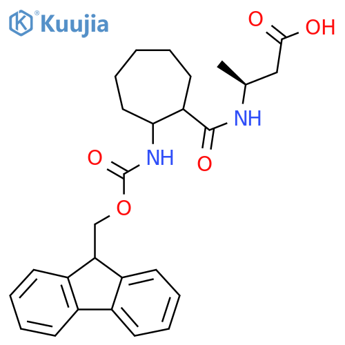 (3S)-3-{2-({(9H-fluoren-9-yl)methoxycarbonyl}amino)cycloheptylformamido}butanoic acid structure