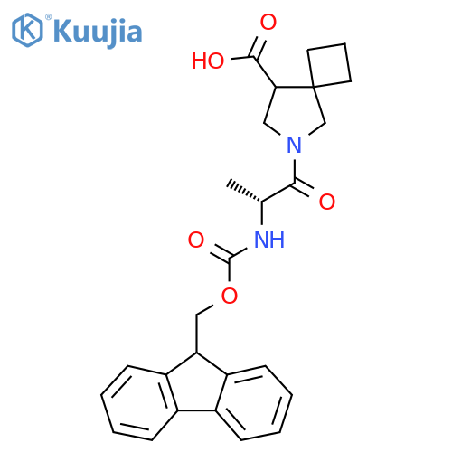 6-(2R)-2-({(9H-fluoren-9-yl)methoxycarbonyl}amino)propanoyl-6-azaspiro3.4octane-8-carboxylic acid structure