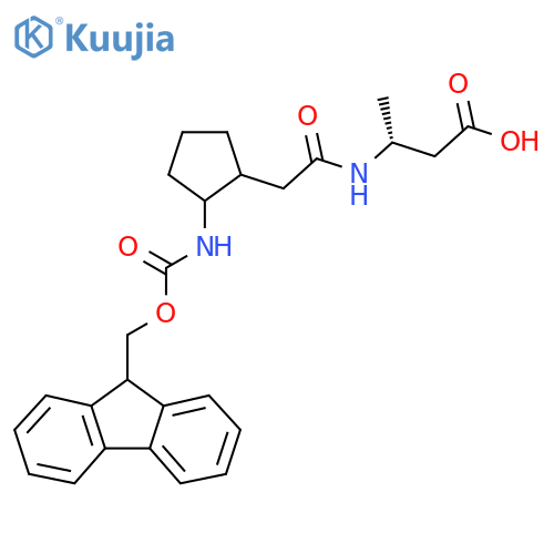 (3R)-3-{2-2-({(9H-fluoren-9-yl)methoxycarbonyl}amino)cyclopentylacetamido}butanoic acid structure