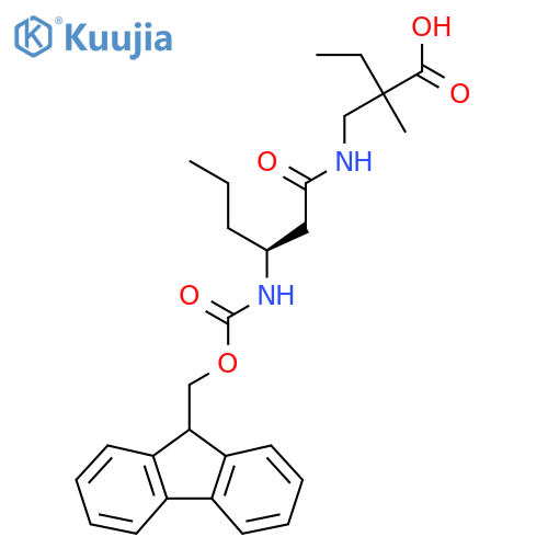 2-{[(3S)-3-({[(9H-fluoren-9-yl)methoxy]carbonyl}amino)hexanamido]methyl}-2-methylbutanoic acid structure