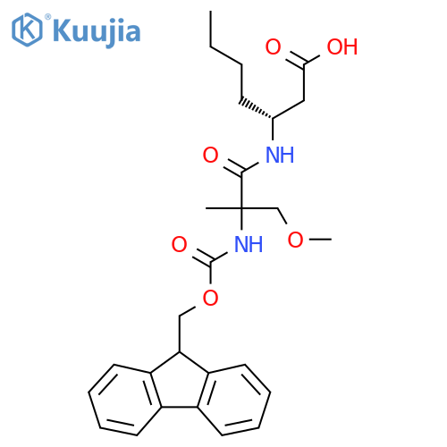 (3R)-3-2-({(9H-fluoren-9-yl)methoxycarbonyl}amino)-2-(methoxymethyl)propanamidoheptanoic acid structure
