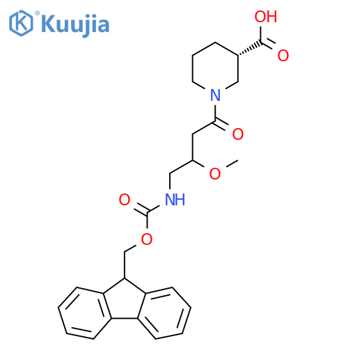 (3S)-1-4-({(9H-fluoren-9-yl)methoxycarbonyl}amino)-3-methoxybutanoylpiperidine-3-carboxylic acid structure